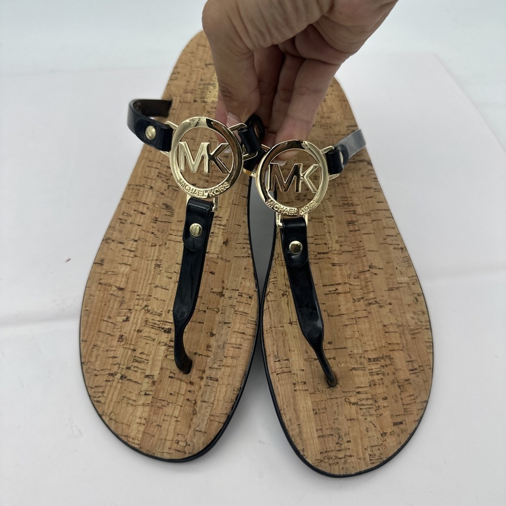 Michael Kors Charm Jelly Women's 11 PVC Flip Flop Sandals Black Logo NWOT